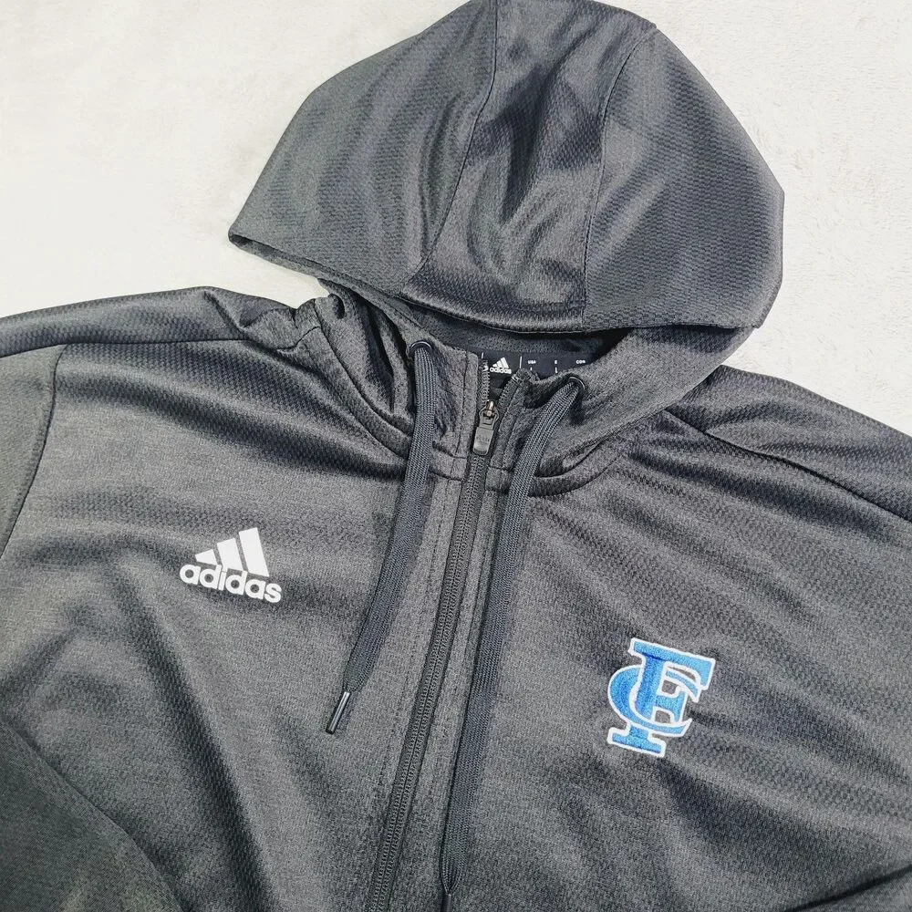 Adidas Hoodie Mens Large Black ClimaWarm Full Zip Logo Thermal Athletic